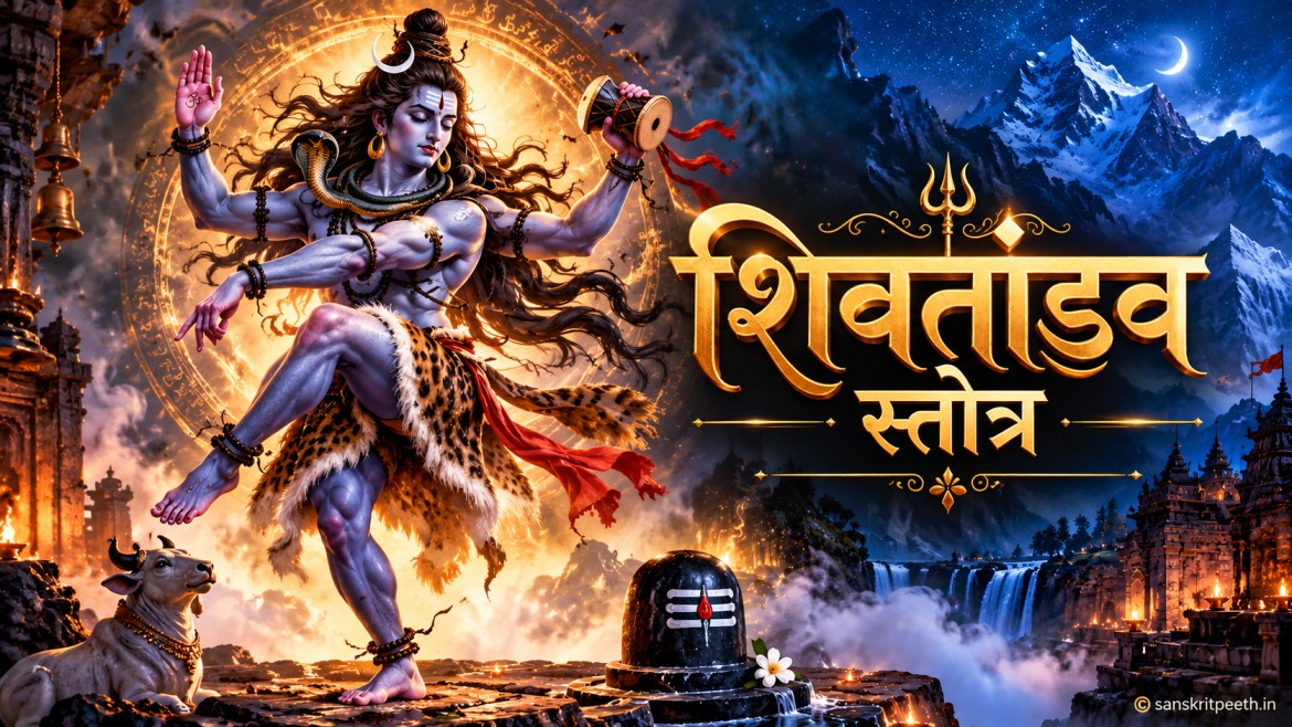 तांडव मुद्रा में भगवान शिव, जटाओं से बहती गंगा और सिर पर चंद्रमा